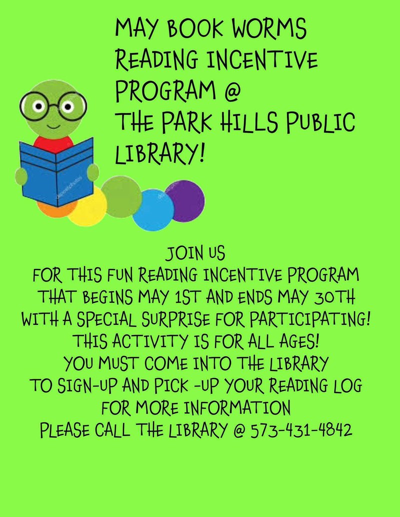 May Bookworm's Reading Incentive Program For All Ages May Bookworm's Reading Incentive Program For All Ages