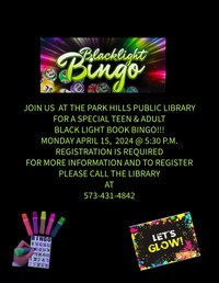 Teen & Adult Black Light Book Bingo
