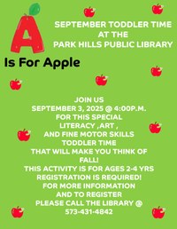 September Toddler Time" A Is For Apple"